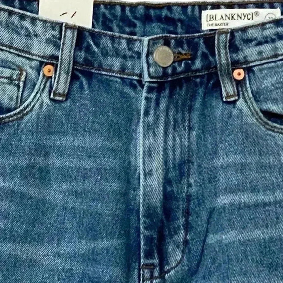 BLANKNYC The Baxter Ribcage Straight Leg Jeans Women’s 28 Blue Distressed NWT - Picture 7 of 11